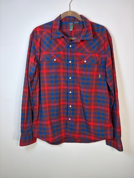 Stio Other - Men's Stio Pearl Snap Eddy Shirt Long Sleeve Red & Blue Plaid Button Shirt -M
